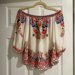 Off the shoulder white shirt